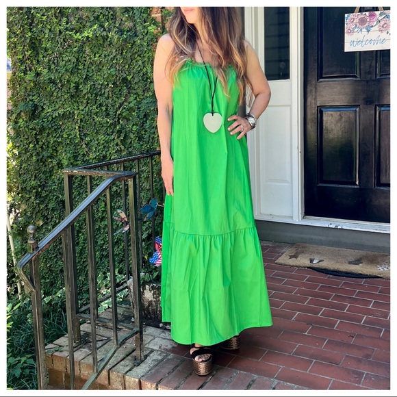 NWT this years Favorite Color! Sleeveless Ruffle Front Tier Maxi Dress L - Picture 5 of 8